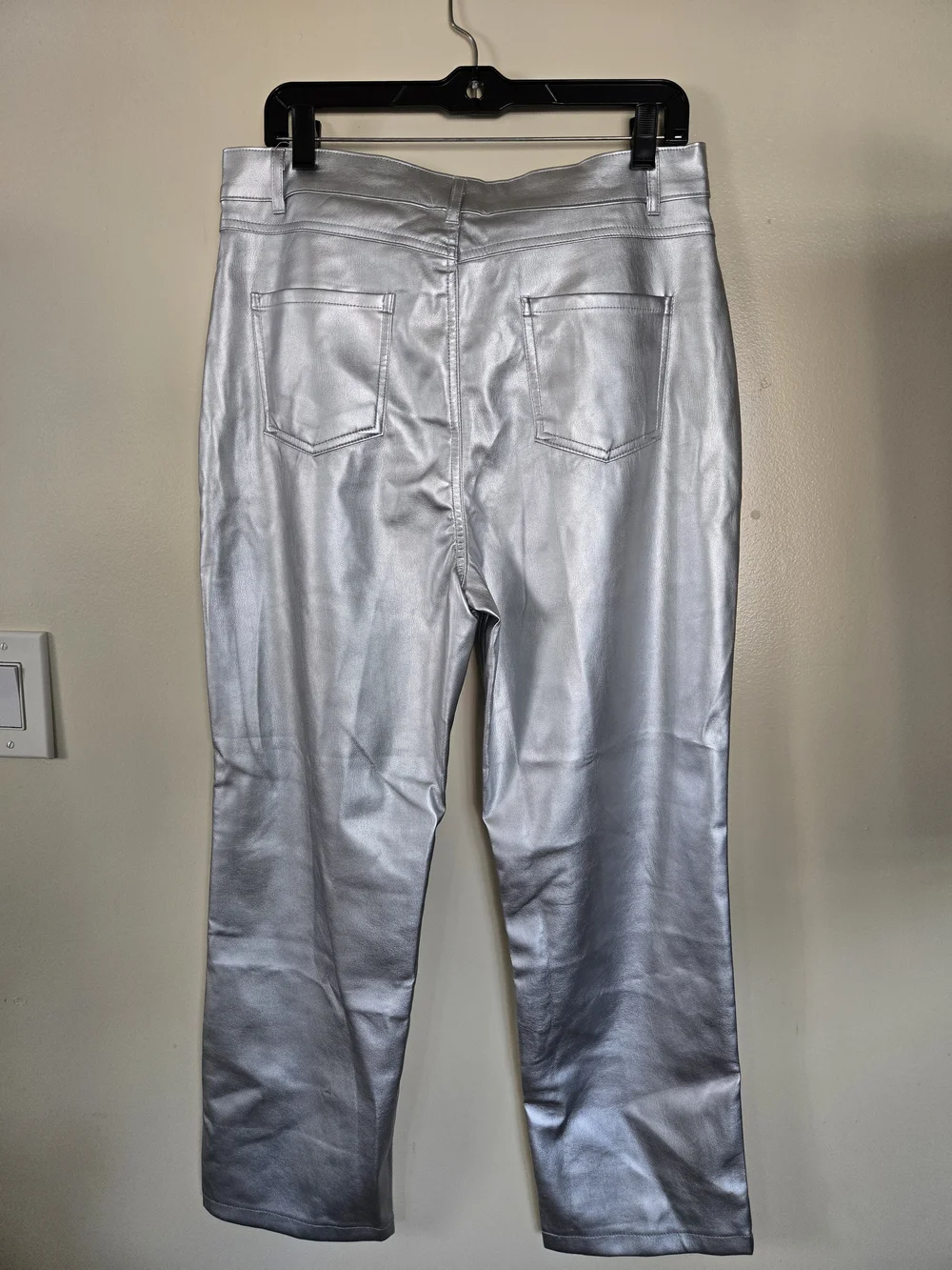 Nwt Haute Monde Silver Metallic Women's Pants Sleek Shine Size XL - Picture 3 of 7